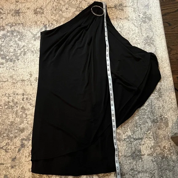 white house black market one shoulder black dress One-Shoulder Lace Midi Dress